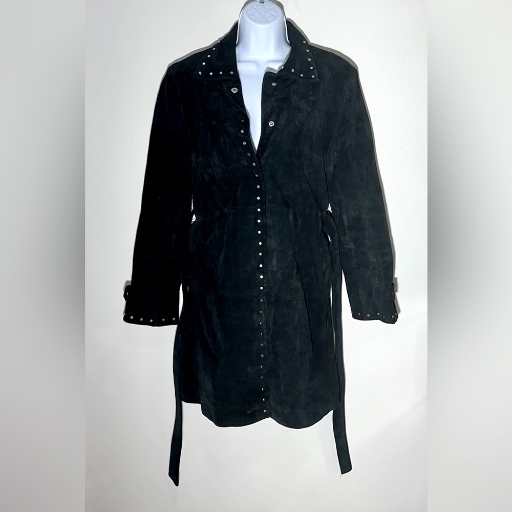 Express Genuine Suede Leather Jacket Black Size 7/8